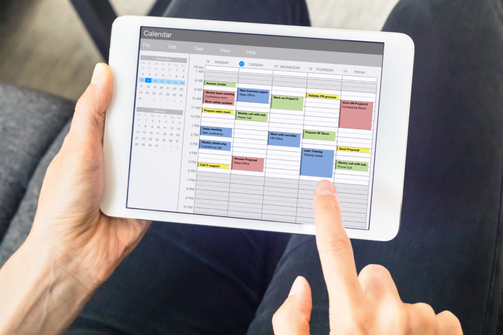 Here you can see a digital calendar with many to do's, appointments and tasks for the entire week to keep on track of your Time and Project Management.