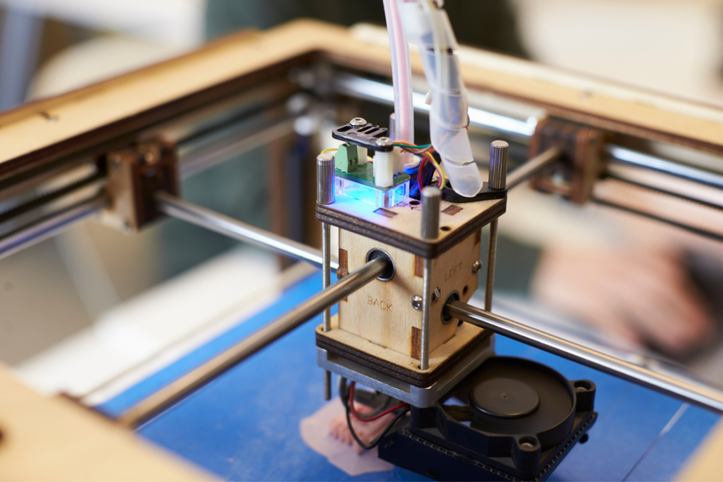 A close up of a 3D printer.