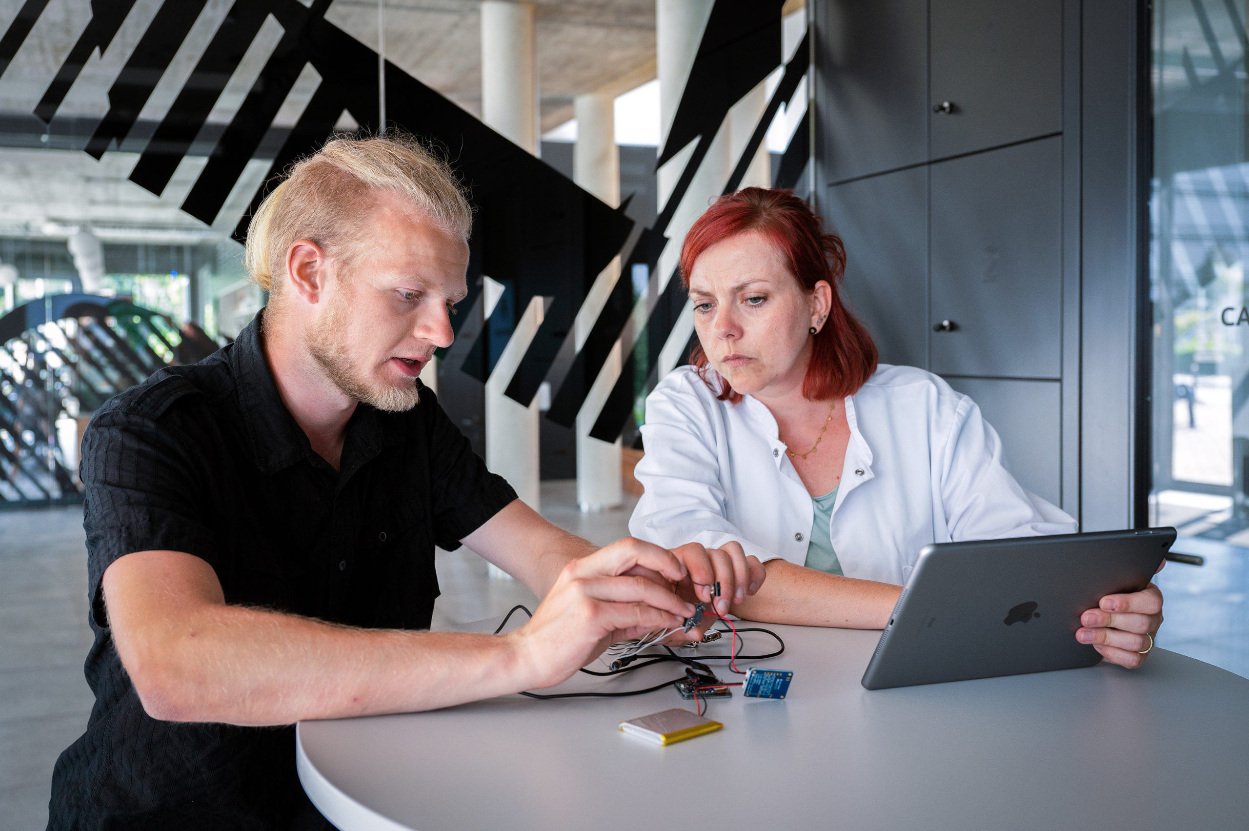 Startup team working on a prototype.